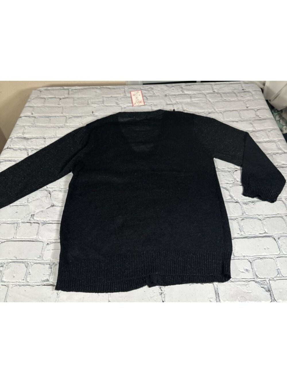Black Sparkle Glitter Beaded Cardigan Joy Joy Brand Women’s Size Medium NEW - Picture 2 of 16